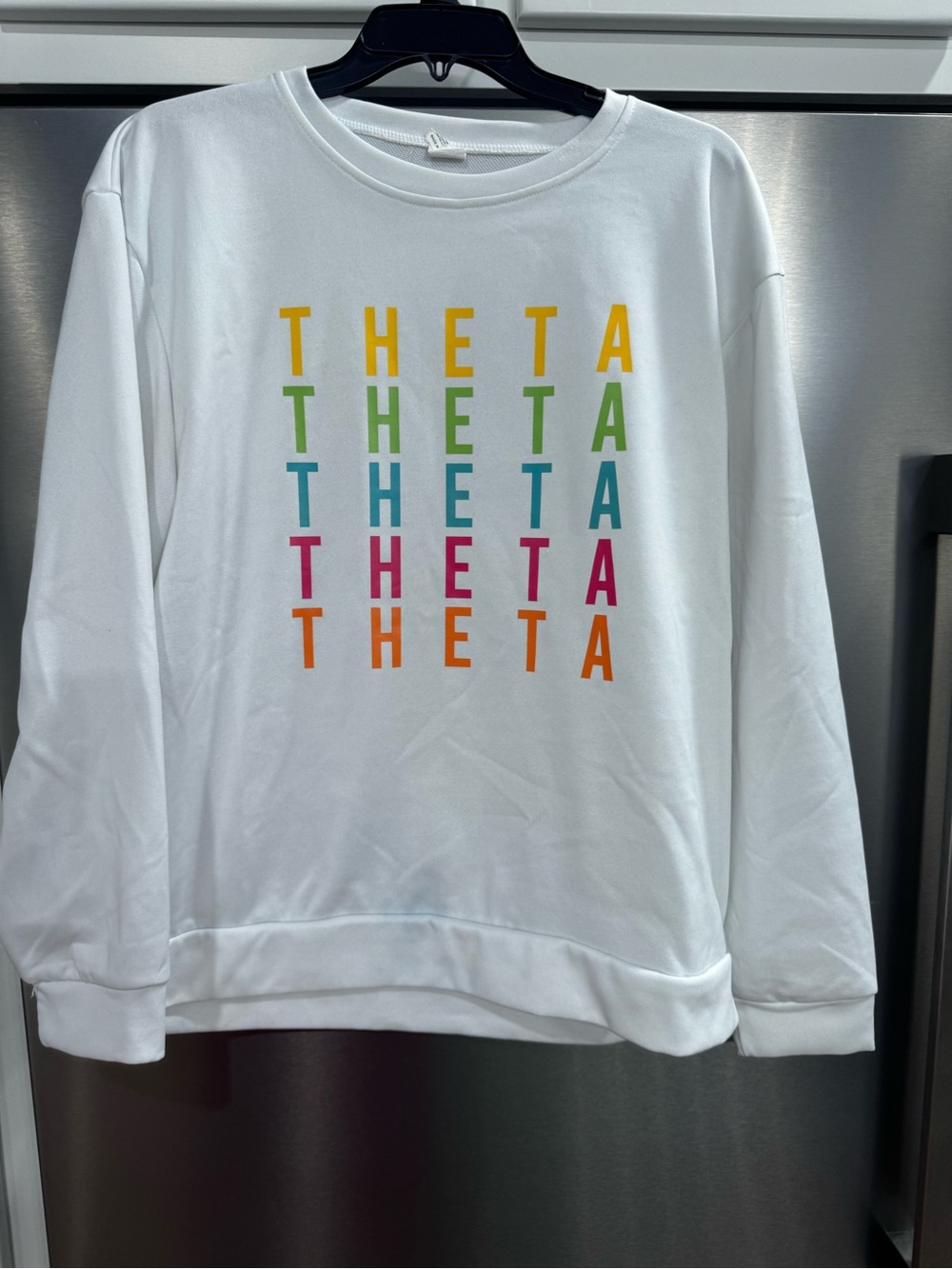 White 'Theta' Graphic Sweatshirt - Multicolor Print
